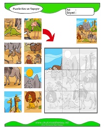 Puzzle Kes Yapıştır Çalışma Sayfaları
